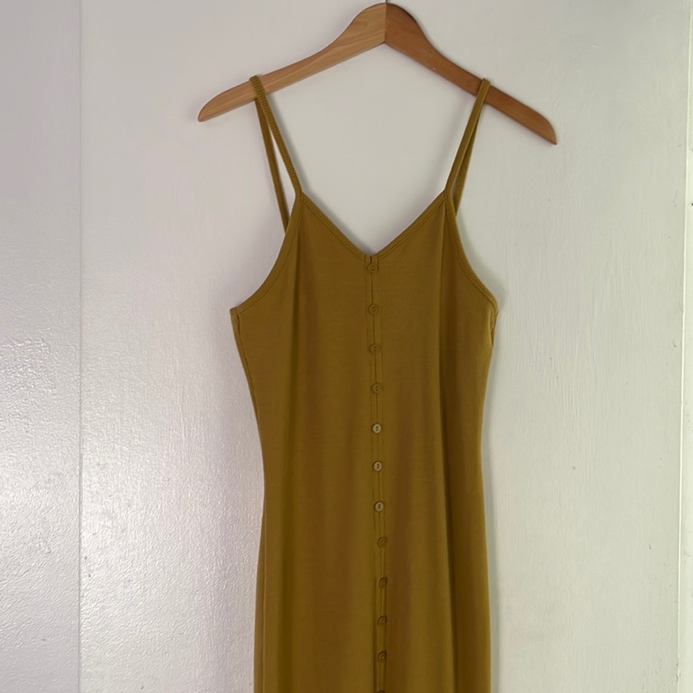 Stretchy Yellow Spaghetti Strap Dress!